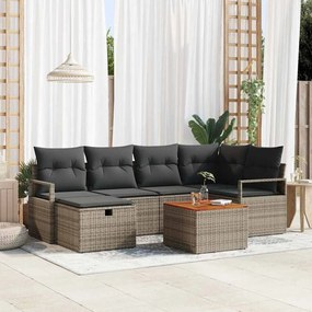 vidaXL Σετ Καναπέ Κήπου με μαξιλάρι 7 pcs Γκρι Πολυ ράταν