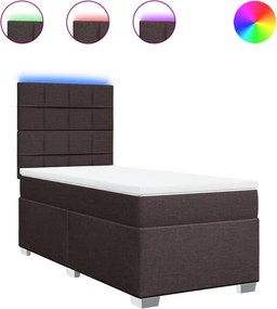 vidaXL Κρεβάτι Boxspring με Στρώμα Σκούρο Καφέ 90x190 εκ. Υφασμάτινο