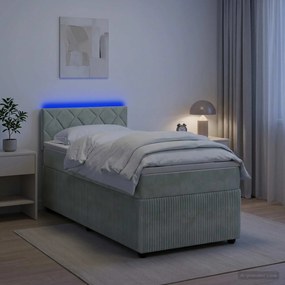 VidaXL Κρεβάτι box spring με στρώμα Ανοιχτό γκρι 80 x 200 cm Βελούδο