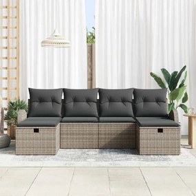 vidaXL Σετ Καναπέ Κήπου 6 pcs Γκρι 234 x 117 x 85 εκ Πολυ ράταν