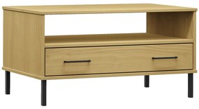 vidaXL Τραπεζάκι Σαλονιού OSLO Καφέ 85x50x45 εκ. Μασίφ Ξύλο Μετ. Πόδια