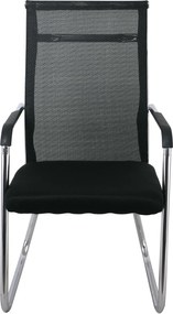 ALTA Πολυθρόνα Γραφείου Επισκέπτη Χρώμιο, Mesh Μαύρο   4τμχ