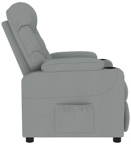 vidaXL Πολυθρόνα Μασάζ Ανοιχτό Γκρι Υφασμάτινη