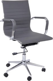 BF3301 Πολυθρόνα Γραφείου Μέταλλο Βάση Χρώμιο, PU Γκρι   1τμχ