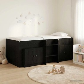 vidaXL Κρεβάτι σοφίτας με ντουλάπι 3 τμχ. Μαύρο Επεξεργασμένο Ξύλο