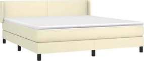VidaXL Κρεβάτι Boxspring με Στρώμα Κρεμ 160x200εκ. από Συνθετικό Δέρμα