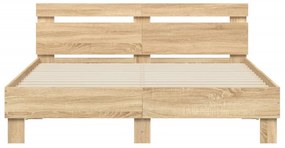 vidaXL Πλαίσιο Κρεβατιού με Κεφαλάρι Sonoma Δρυς 140x200εκ. Επεξ. Ξύλο