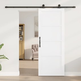 vidaXL Συρόμενη Πόρτα  με Σετ Εξαρτημάτων 'ORKDAL' Λευκό Συμπαγές Ξύλο Πεύκου