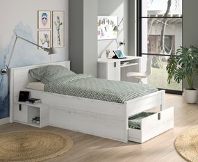Insi Lugano κρεβάτι με αποθηκευτικό χώρο 207x123x80εκ. ( για στρώμα 90x190εκ. ή 90x200εκ. ) Whitewashed Oak 0101.GM25