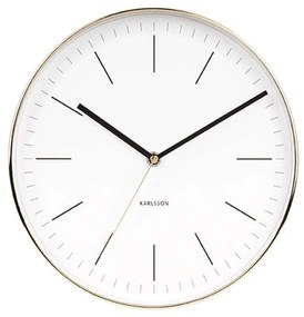Ρολόι Τοιχού Minimal KA5695WH Φ27,5cm Μεταλλικό White-Gold Karlsson Metal