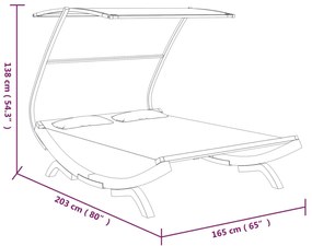 vidaXL Ξαπλώστρα ΕξΧώρου Κρεμ 165x203x138εκ Μασίφ Λυγισμένο Ξύλο Τέντα