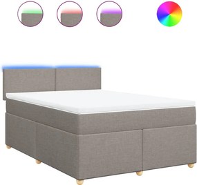 vidaXL Κρεβάτι Boxspring με Στρώμα Taupe 140x200 εκ. Υφασμάτινο