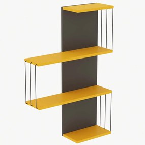 Ραφιέρα Τοίχου Cambel 854KLN1738 64x19x96cm Anthracite-Yellow
