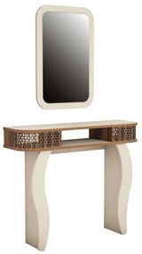 Κονσόλα Με Καθρέπτη Damla 845HCT4003 105x30x85/51x76,5cm Cream-Walnut Particle Board, Melamine