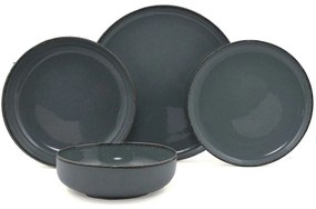 Σερβίτσιο Πιάτα Φαγητού (Σετ 16Τμχ) 710KTP3409 Dark Grey Hermia 16 τμχ Porcelain