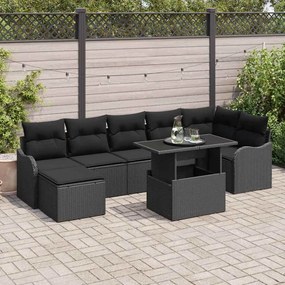 vidaXL Σετ Καναπέ Κήπου με μαξιλάρι 8 pcs Μαύρο Πολυ ράταν