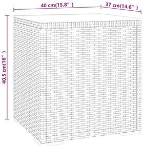 vidaXL Βοηθητικό Τραπεζάκι Γκρι 40x37x40,5εκ Συνθ Ρατάν/ Ψημένο Γυαλί
