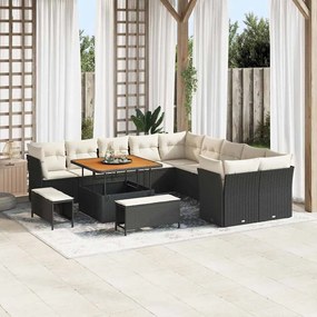 vidaXL Σετ Καναπέ Κήπου 13 pcs Μαύρο συνθετικό ρατάν