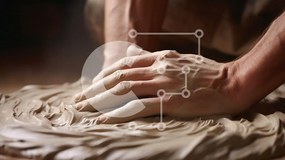 Intra Συλλεκτικό Ξύλινο Παζλ Plywood  4mm - Χέρια που εργάζονται με πηλό στην αγγειοπλαστική Σε Ξύλινο Κουτί - Διαστάσεις Puzzle: 10x10 cm – 25 κομμάτια