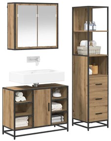 vidaXL Σετ Επίπλων Μπάνιου 3 pcs Artisan Oak Επεξεργασμένο ξύλο