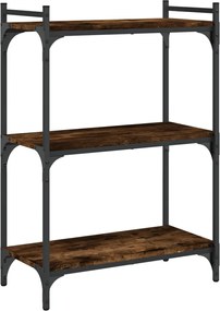vidaXL Βιβλιοθήκη 3 Επιπέδων Καπνιστή Δρυς 60x30x86 εκ. Επεξεργ. Ξύλο