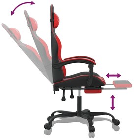 vidaXL Καρέκλα Gaming Μασάζ Υποπόδιο Μαύρο/Κόκκινο από Συνθετικό Δέρμα