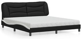 vidaXL Κρεβάτι με Στρώμα Μαύρο/Λευκό 180x200 εκ. από Συνθετικό δέρμα
