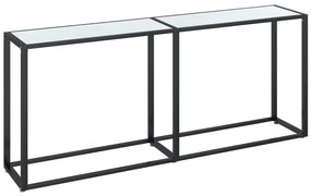 vidaXL Τραπέζι Κονσόλα Λευκό Όψη Μαρμάρου 180x35x75,5 εκ. Ψημένο Γυαλί