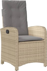 vidaXL Πολυθρόνα Κήπου Ανακλ/νη Μπεζ Συνθ. Ρατάν &amp; Μαξιλάρια