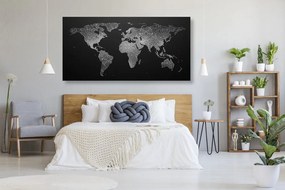 Εικόνα νυχτερινό ασπρόμαυρο παγκόσμιο χάρτη - 120x60
