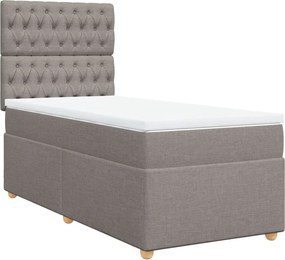 vidaXL Κρεβάτι Boxspring με Στρώμα Taupe 90x190 εκ.Υφασμάτινο