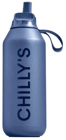 Μπουκάλι Θερμός Series 2 Flip Chilly's με πτυσσόμενο καλαμάκι, χωρητικότητα 500ml και διατήρηση θερμοκρασίας 24h κρύο - Whale Blue