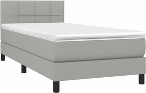 vidaXL Κρεβάτι Boxspring με Στρώμα &amp; LED Αν.Γκρι 90x190 εκ. Υφασμάτινο