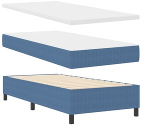 vidaXL Κρεβάτι Box Spring με Στρώμα - Μπλε, 80 x 200 εκ., Ύφασμα Κοντόρι