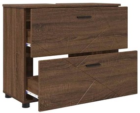 vidaXL Σετ Επίπλων Μπάνιου με ράφι 3 pcs Καφέ δρυς 76,5 x 35 x 64 εκ