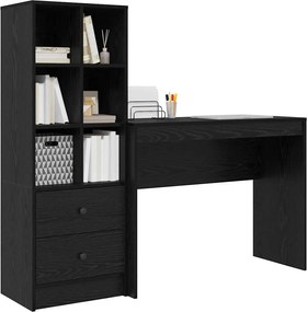 vidaXL Γραφείο με συρτάρι με ράφι με αποθήκευση 2 pcs Μαύρη Οξυά
