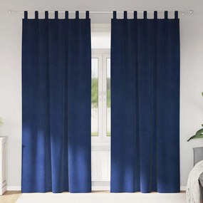 vidaXL Κουρτίνες με κουρτίνες 2 pcs Σκούρο Μπλε 140 x 225 cm Βελούδο