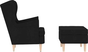 vidaXL Μπερζέρα Μαύρη Υφασμάτινη με Υποπόδιο