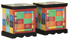 Κομοδίνο 2 τεμάχια Πολύχρωμο 40x35x45 cm Στερεό ξύλο Mango 4017563