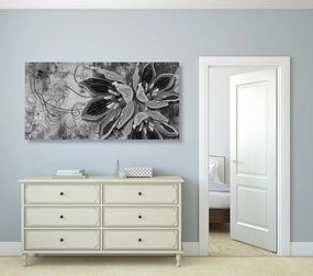 Εικόνα λουλουδιών με πέρλες σε μαύρο & άσπρο