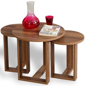 Ζιγκόν Mira (Σετ 3Τμχ) 801CMY2926 52x52x47/36x36x43/41cm Walnut