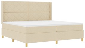 vidaXL κρεβάτι Box Spring με στρώμα  Κρεμ 200x200 εκ. Υφασμάτινο