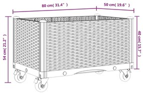 Ζαρντινιέρα Κήπου με Ροδάκια Λευκό 80x50x54 εκ. Πολυπροπυλένιο - Λευκό