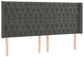 Κεφαλάρι με Πτερύγια Σκούρο Γκρι 203x16x118/128 εκ. Βελούδινο 3119983