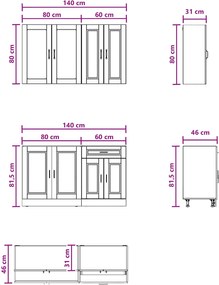 vidaXL Μονάδα κουζίνας PORTO 4 pcs Sonoma Δρυς Επεξεργασμένο Ξύλο