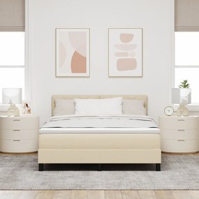 vidaXL κρεβάτι με ελατήριο  και στρώμα μπεζ 140x200 εκ. υφάσματος