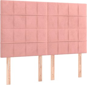 vidaXL Κρεβάτι Boxspring με Στρώμα Ροζ 140x190 εκ. Βελούδινο