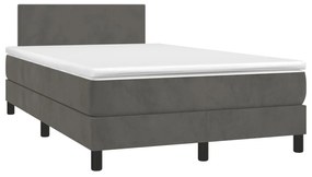 Κρεβάτι Boxspring με Στρώμα Σκούρο Γκρι 120x190 εκ. Βελούδινο - Γκρι