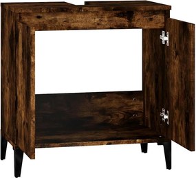 vidaXL Ντουλάπι Νιπτήρα Καπνιστή Δρυς 58x33x60 εκ. Επεξεργ. Ξύλο
