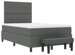 vidaXL Κρεβάτι Box Spring με Στρώμα & Πάγκο Σκούρος Γκρι 120x190 εκ Ύφασμα